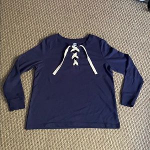 navy drawstring crewneck